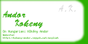 andor kokeny business card