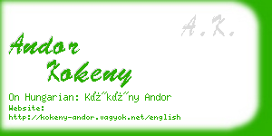 andor kokeny business card